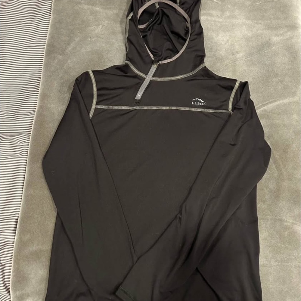 L.L. Bean Black Wicked Warm Hoodie Baselayer- Boys Large